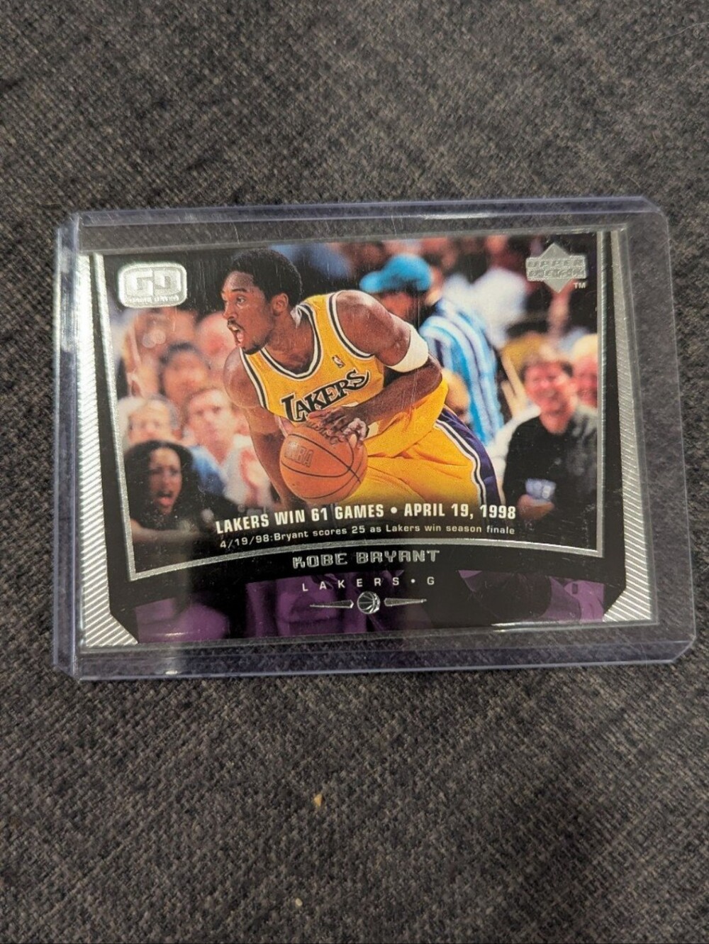 1998-99 Upper Deck Kobe Bryant #75 Game Dated Lakers Win 61 Games HOF